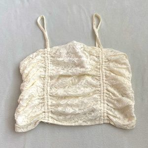 Garage cream lace tube top w/ straps